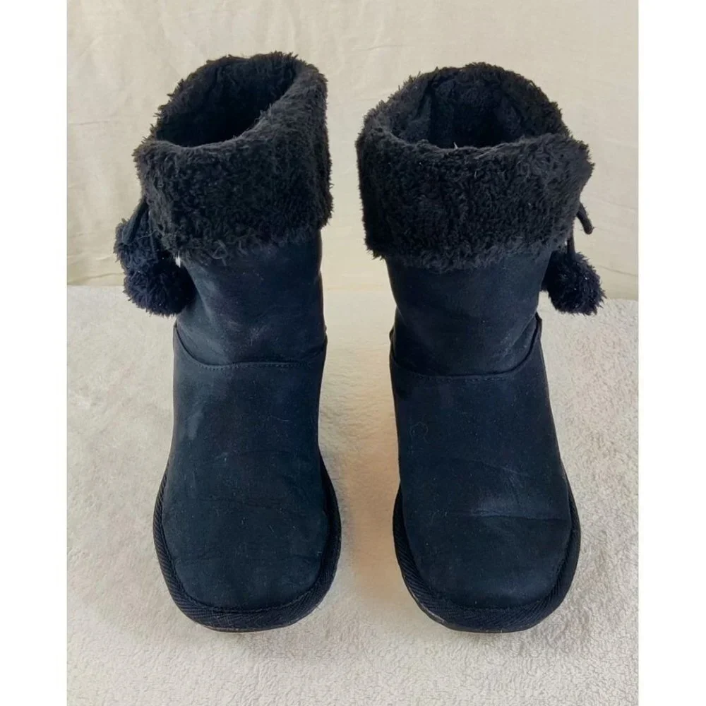 Winter Girls Ankle Books Black Faux Suede Faux Fur Lined Rubber Sole Size 2